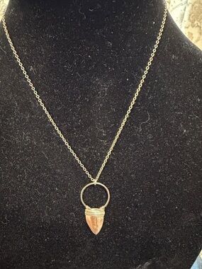 Sterling Wrapped Peach Gemstone Pendant Necklace